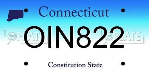 OIN822 Connecticut License Plate