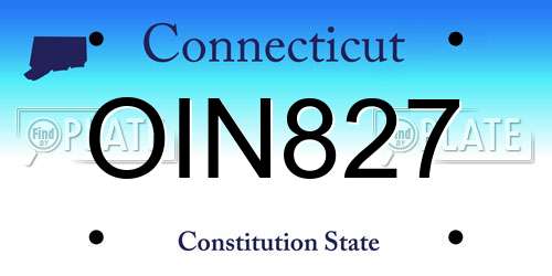 OIN827 Connecticut License Plate