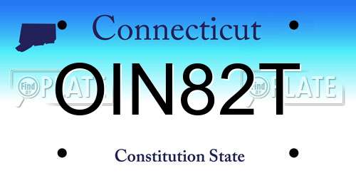 OIN82T Connecticut License Plate