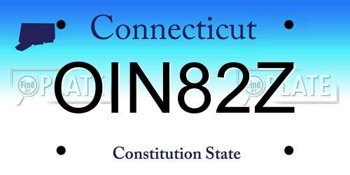 OIN82Z Connecticut License Plate