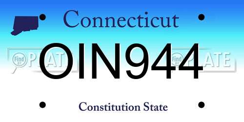 OIN944 Connecticut License Plate