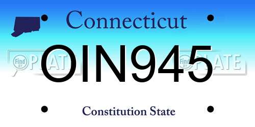 OIN945 Connecticut License Plate