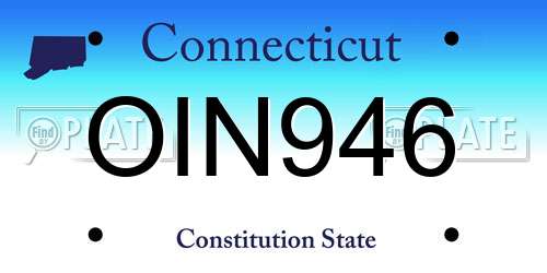 OIN946 Connecticut License Plate