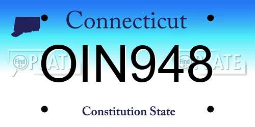 OIN948 Connecticut License Plate