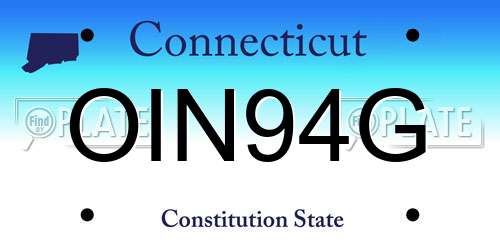 OIN94G Connecticut License Plate