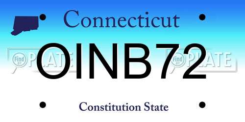 OINB72 Connecticut License Plate