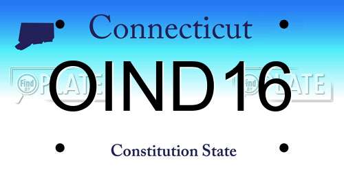 OIND16 Connecticut License Plate