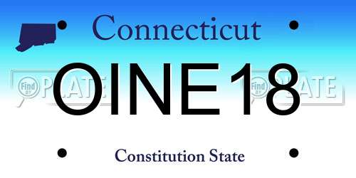OINE18 Connecticut License Plate