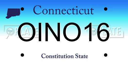 OINO16 Connecticut License Plate