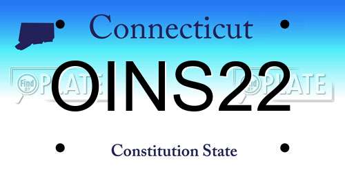 OINS22 Connecticut License Plate