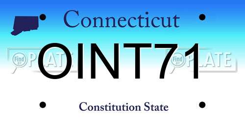 OINT71 Connecticut License Plate