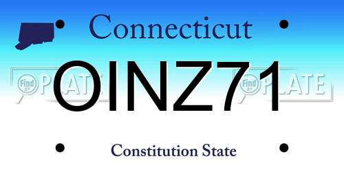 OINZ71 Connecticut License Plate