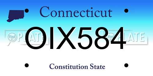 OIX584 Connecticut License Plate