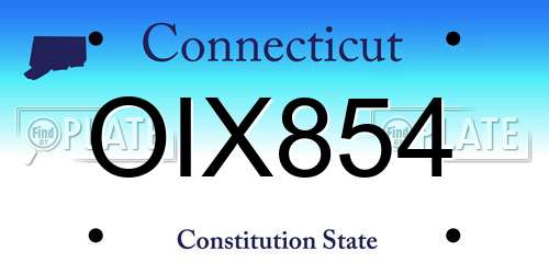 OIX854 Connecticut License Plate