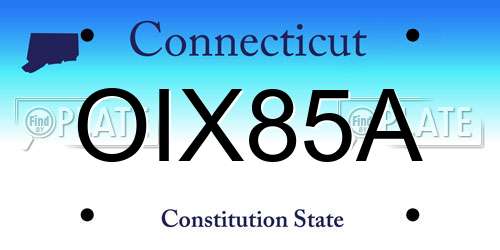 OIX85A Connecticut License Plate