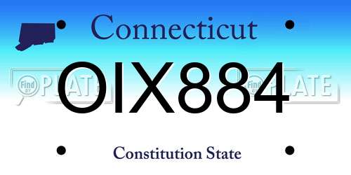 OIX884 Connecticut License Plate