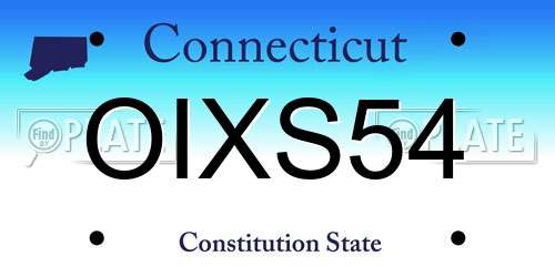OIXS54 Connecticut License Plate