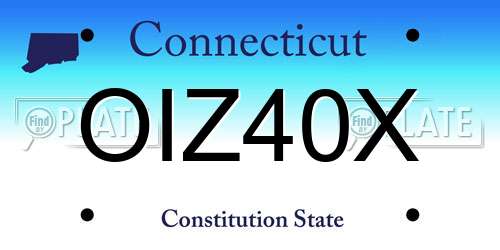 OIZ40X Connecticut License Plate
