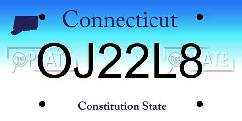OJ22L8 Connecticut License Plate