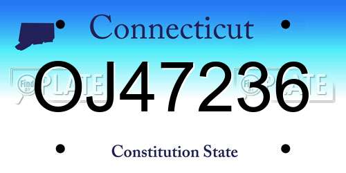 OJ47236 Connecticut License Plate