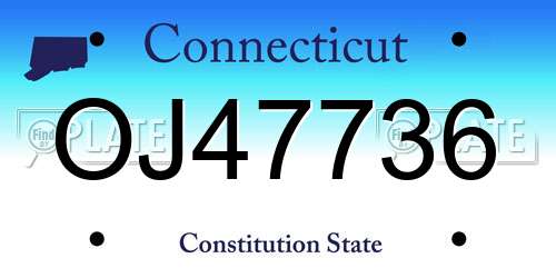 OJ47736 Connecticut License Plate