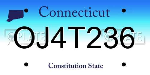 OJ4T236 Connecticut License Plate