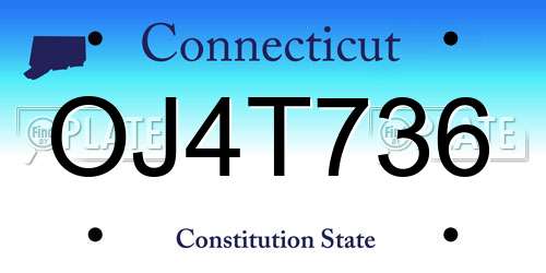 OJ4T736 Connecticut License Plate