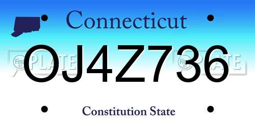 OJ4Z736 Connecticut License Plate