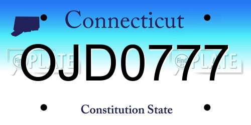 OJD0777 Connecticut License Plate