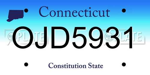 OJD5931 Connecticut License Plate
