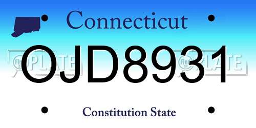 OJD8931 Connecticut License Plate