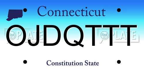 OJDQTTT Connecticut License Plate
