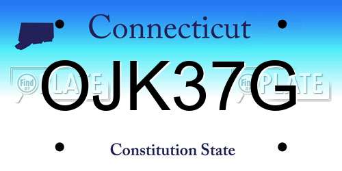OJK37G Connecticut License Plate