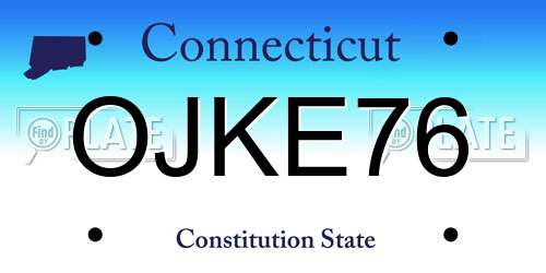 OJKE76 Connecticut License Plate