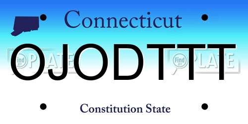 OJODTTT Connecticut License Plate