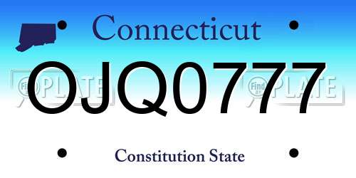 OJQ0777 Connecticut License Plate
