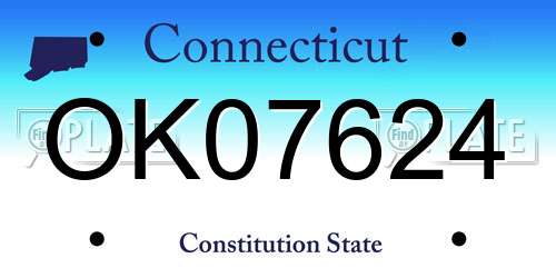 OK07624 Connecticut License Plate