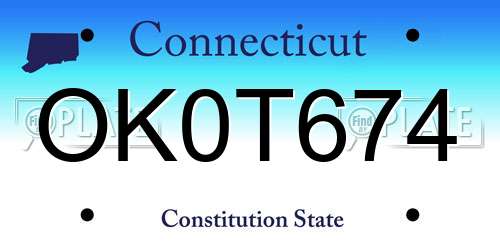 OK0T674 Connecticut License Plate