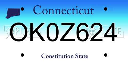 OK0Z624 Connecticut License Plate