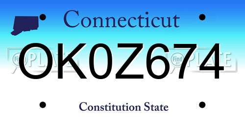 OK0Z674 Connecticut License Plate