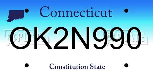OK2N990 Connecticut License Plate