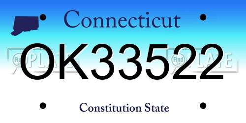 OK33522 Connecticut License Plate