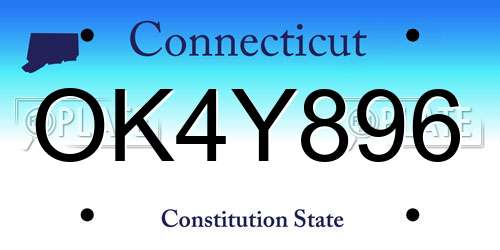 OK4Y896 Connecticut License Plate