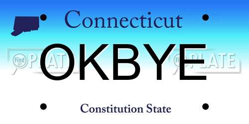 OKBYE Connecticut License Plate