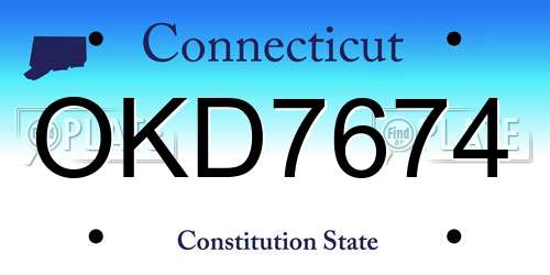 OKD7674 Connecticut License Plate