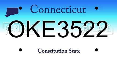 OKE3522 Connecticut License Plate
