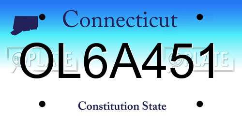 OL6A451 Connecticut License Plate
