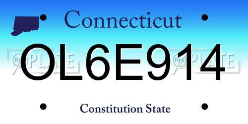 OL6E914 Connecticut License Plate