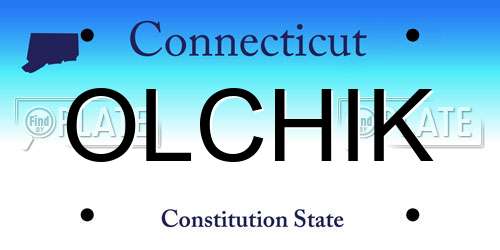 OLCHIK Connecticut License Plate