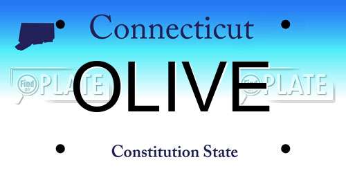OLIVE Connecticut License Plate